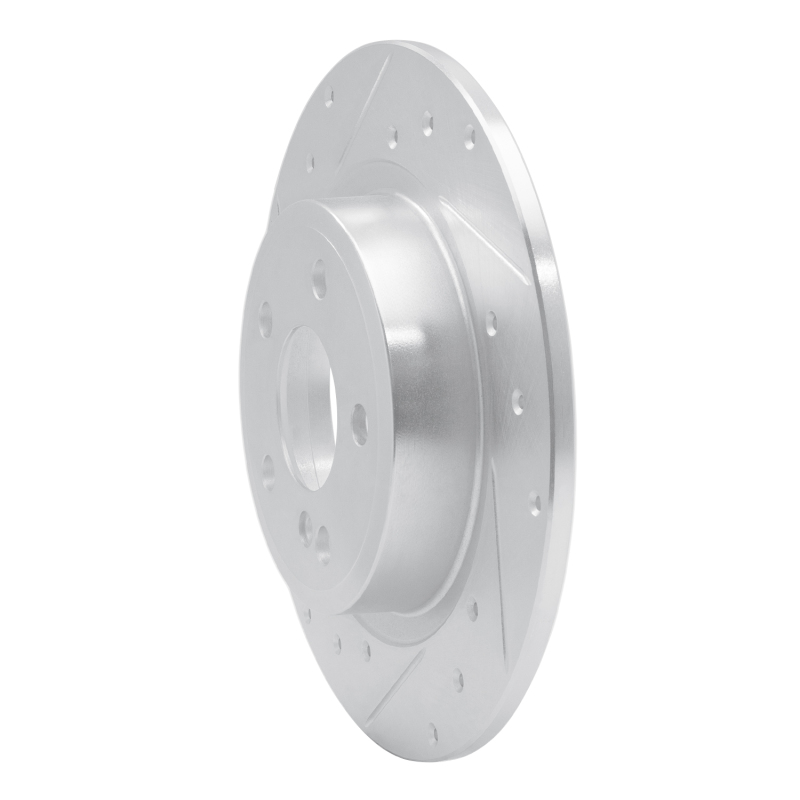 Infiniti QX30 Brake Rotor (1) - Rear Left - R1 Concepts - Drilled & Slotted - Silver - `14-`20